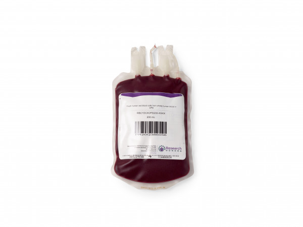 Fresh human red blood cells from whole human blood in CPD - female donor - chilled overnight deliver