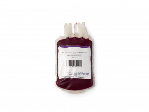 Fresh human red blood cells from whole human blood in CPD - chilled overnight delivery