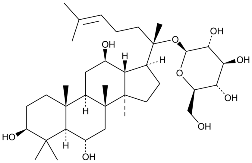 Chemical structures of ginsenoside F1 and its α-glycosylated F1(G1-F1).