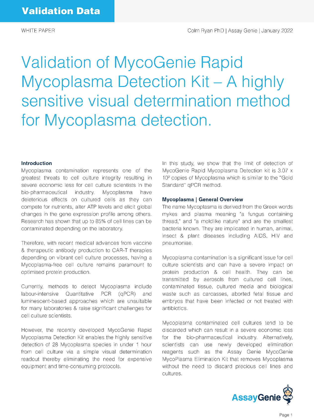 Mycoplasma Detection Kit - White Paper