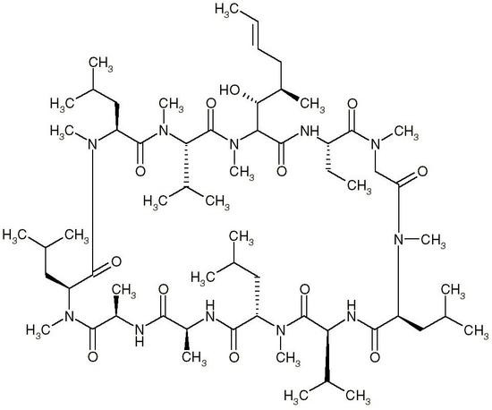 Cyclosporin A (Cyclosporine, Ciclosporin A, Ramhyphin A, Antibiotic S 7481F1, CsA, CAS 59865-13-3),