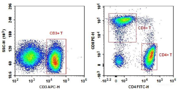 Anti-Human CD3-APC/CD4-FITC/CD8a-PE [OKT-3,RPA-T4,OKT-8]